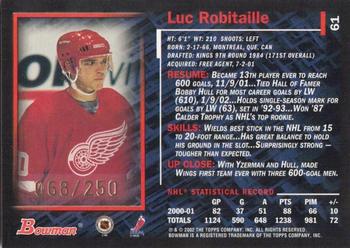 2001-02 Bowman YoungStars - Gold #61 Luc Robitaille Back