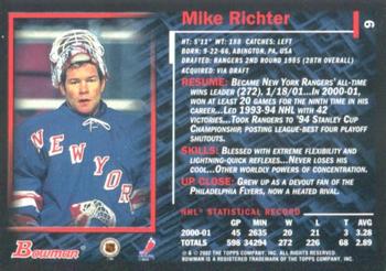 2001-02 Bowman YoungStars - Ice Cubed #9 Mike Richter Back