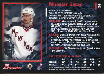 2001-02 Bowman YoungStars - Ice Cubed #24 Miroslav Satan Back