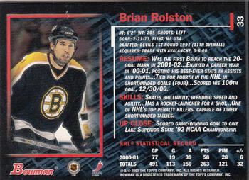 2001-02 Bowman YoungStars - Ice Cubed #33 Brian Rolston Back