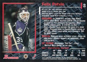 2001-02 Bowman YoungStars - Ice Cubed #59 Felix Potvin Back