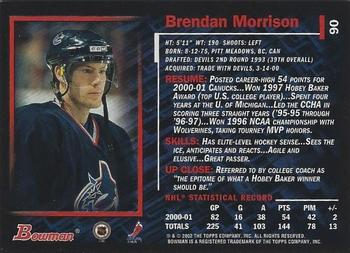 2001-02 Bowman YoungStars - Ice Cubed #90 Brendan Morrison Back