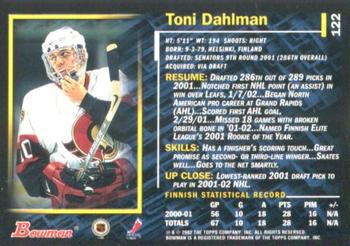2001-02 Bowman YoungStars - Ice Cubed #122 Toni Dahlman Back