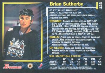 2001-02 Bowman YoungStars - Ice Cubed #123 Brian Sutherby Back