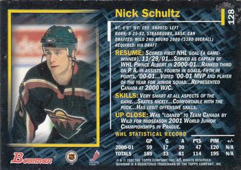 2001-02 Bowman YoungStars - Ice Cubed #128 Nick Schultz Back