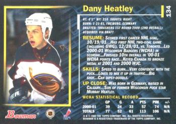 2001-02 Bowman YoungStars - Ice Cubed #134 Dany Heatley Back