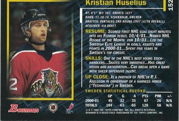 2001-02 Bowman YoungStars - Ice Cubed #152 Kristian Huselius Back