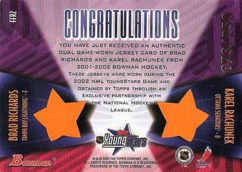 2001-02 Bowman YoungStars - Fabric of the Future Rivals #FFR2 Karel Rachunek / Brad Richards Back