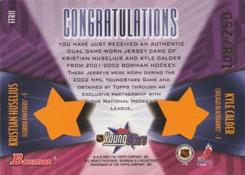 2001-02 Bowman YoungStars - Fabric of the Future Rivals #FFR11 Kyle Calder / Kristian Huselius Back