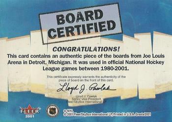 2001-02 Fleer Greats of the Game - Board Certified #NNO Mario Lemieux Back