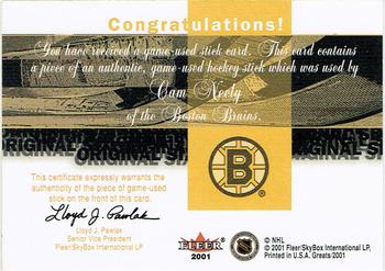 2001-02 Fleer Greats of the Game - Sticks #NNO Cam Neely Back