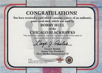 2001-02 Fleer Legacy - Memorabilia #NNO Bobby Hull Back