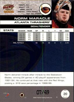 2001-02 Pacific - Extreme LTD #20 Norm Maracle Back