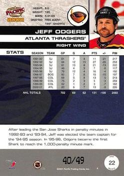 2001-02 Pacific - Extreme LTD #22 Jeff Odgers Back