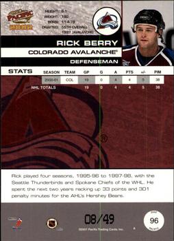 2001-02 Pacific - Extreme LTD #96 Rick Berry Back