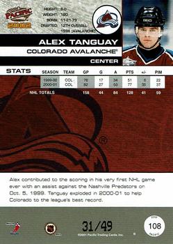 2001-02 Pacific - Extreme LTD #108 Alex Tanguay Back
