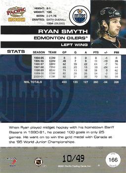 2001-02 Pacific - Extreme LTD #166 Ryan Smyth Back