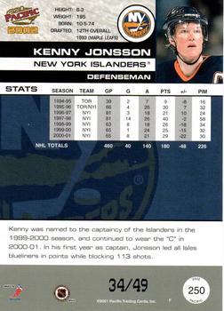 2001-02 Pacific - Extreme LTD #250 Kenny Jonsson Back