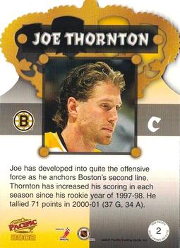 2001-02 Pacific - Gold Crown Die Cuts #2 Joe Thornton Back