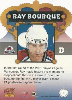 2001-02 Pacific - Gold Crown Die Cuts #4 Ray Bourque Back