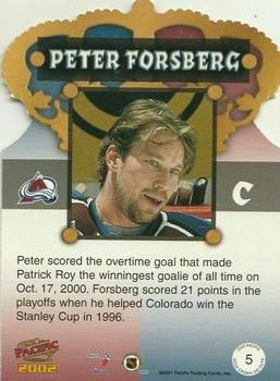 2001-02 Pacific - Gold Crown Die Cuts #5 Peter Forsberg Back