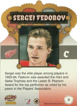 2001-02 Pacific - Gold Crown Die Cuts #9 Sergei Fedorov Back