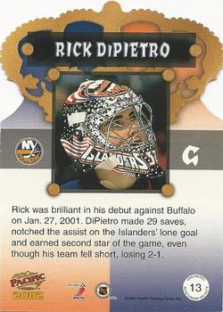 2001-02 Pacific - Gold Crown Die Cuts #13 Rick DiPietro Back