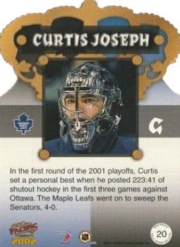 2001-02 Pacific - Gold Crown Die Cuts #20 Curtis Joseph Back