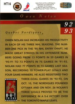 1993-94 Upper Deck - Hat Tricks #HT16 Owen Nolan Back