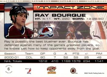 2001-02 Pacific - Impact Zone #6 Ray Bourque Back