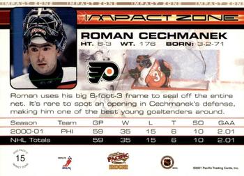 2001-02 Pacific - Impact Zone #15 Roman Cechmanek Back