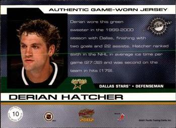 2001-02 Pacific - Jerseys #10 Derian Hatcher Back