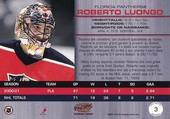 2001 Pacific Montreal Collector's International (October 2001) #3 Roberto Luongo  Back