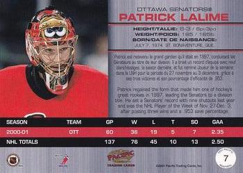2001 Pacific Montreal Collector's International (October 2001) #7 Patrick Lalime  Back
