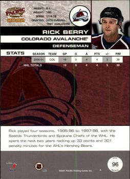 2001-02 Pacific - Premiere Date #96 Rick Berry Back