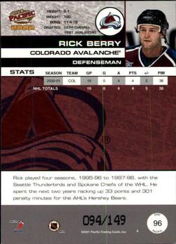 2001-02 Pacific - Retail LTD #96 Rick Berry Back