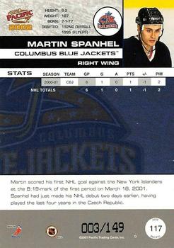 2001-02 Pacific - Retail LTD #117 Martin Spanhel Back