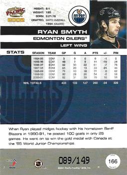 2001-02 Pacific - Retail LTD #166 Ryan Smyth Back