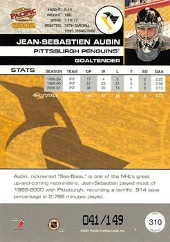 2001-02 Pacific - Retail LTD #310 Jean-Sebastien Aubin Back