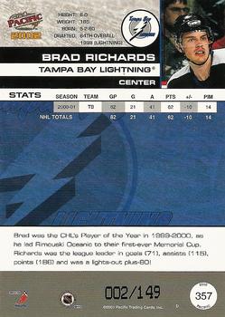 2001-02 Pacific - Retail LTD #357 Brad Richards Back