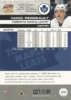 2001-02 Pacific - Retail LTD #370 Yanic Perreault Back
