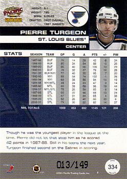 2001-02 Pacific - Retail LTD #334 Pierre Turgeon Back