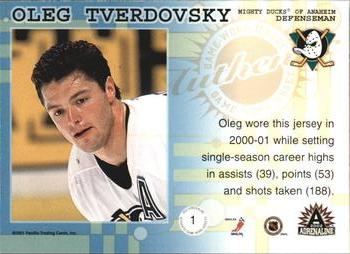 2001-02 Pacific Adrenaline - Game-Worn Jerseys #1 Oleg Tverdovsky Back