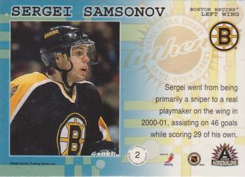 2001-02 Pacific Adrenaline - Game-Worn Jerseys #2 Sergei Samsonov Back