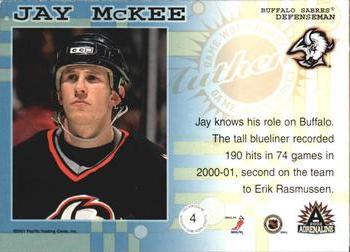 2001-02 Pacific Adrenaline - Game-Worn Jerseys #4 Jay McKee Back