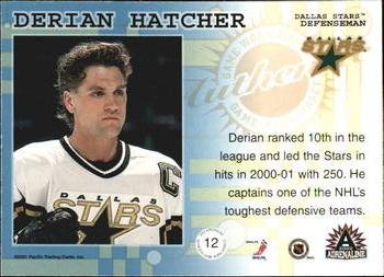 2001-02 Pacific Adrenaline - Game-Worn Jerseys #12 Derian Hatcher Back