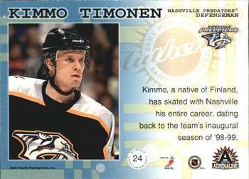 2001-02 Pacific Adrenaline - Game-Worn Jerseys #24 Kimmo Timonen Back