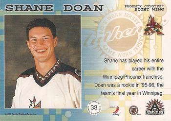 2001-02 Pacific Adrenaline - Game-Worn Jerseys #33 Shane Doan Back