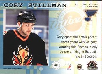 2001-02 Pacific Adrenaline - Game-Worn Jerseys #40 Cory Stillman Back