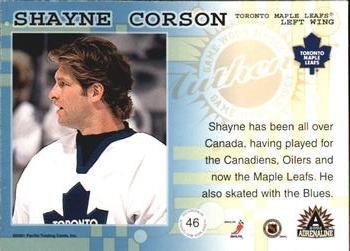 2001-02 Pacific Adrenaline - Game-Worn Jerseys #46 Shayne Corson Back